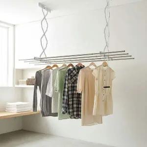 [에이치플러스몰]베란다 천장형 빨래건조대 슬라이드 3단 길이조절 200cm