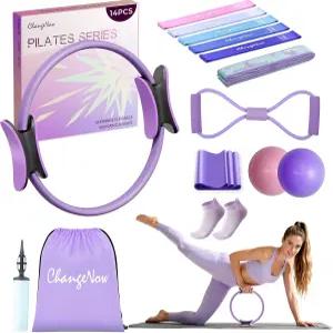 타겟 트레이닝 필라테스 키트 14인치 매직 서클을 가진 여성을 위한 업그레이드된 장비 그림 8 밴드 집에서