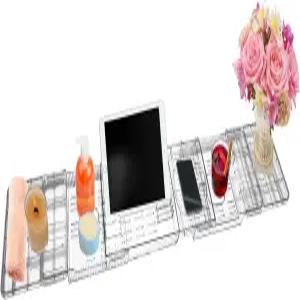 확장판 욕조용 확장 가능한 트레이 휴식을 위한 투명하고 간편한 유지 관리 아크릴 정리함 캐디 대부분의