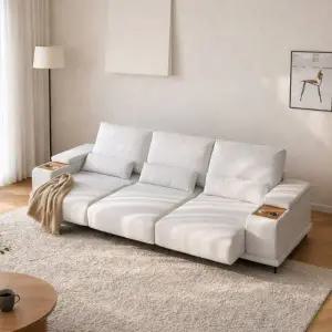 [인터데코]침대로 변하는 확장형 무빙 리클라이너 쇼파 4인 (충전,컵홀더) KC850