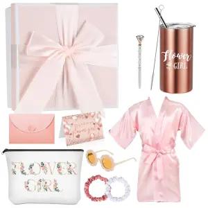 시에라 10개 플라워 걸 프로포즈 박스 선물은 내 세트 14온스 텀블러 캔버스 백 스크런치 로브 선글라스