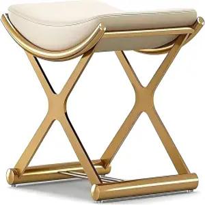 레페드라스티시티 골드 베니티 스툴 의자 메이크업 가죽 쿠션 작은 오스만 발 받침대 모던 커버드 침실
