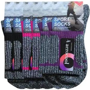 TRY발바닥파일보강 에어로쿨 스포츠중목여양말6켤레TWSSH01
