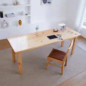 해찬솔 소나무 통원목 책상테이블 1800_w700 UV코팅_베이지_tr/우드슬랩/국내제작