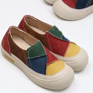 [하프클럽/더힐]더힐슈즈 가죽 컬러풀 고무창 여성여자 슬립온 운동화 스니