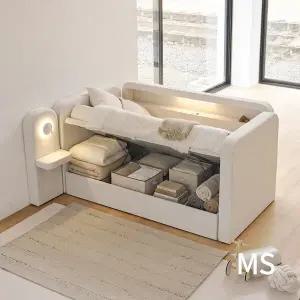 아씨방가구 라핀버 LED조명 데이베드 패브릭 리프트업 침대 프레임 MS + 조명협탁