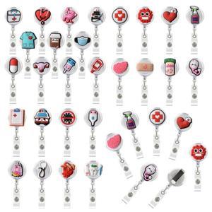 1pc개폐식 키 체인 배지 릴 Lanyards Id 이름 홀더 과  병원 간호사 액세서리