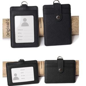 Lanyards ID 배지 홀더 가죽 버스 패스 케이스 커버 남성 여성 은행 신용 카드 소지자 스트랩