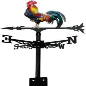 컬러풀 루스터 웨더 베인 스피너 풍향 농장 장면 스테이킹 메탈 야외 공작 장식용 정원 마당 C