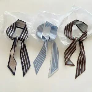 [지앤지] 슬림 쁘띠스카프 간절기 여름 목도리 여성 머플러 스트라이프 패턴 미니 스카프 가방끈 하객룩