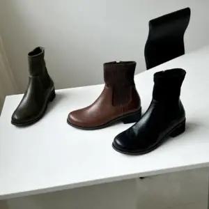 [옷자락]여성용 일상복 가을겨울 안락한 로우힐 니트 삭스 앵클부츠