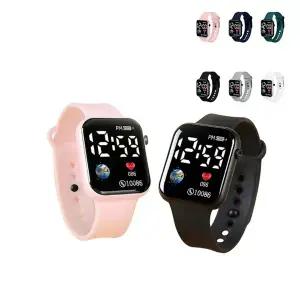 초등학교시계 초등 초1 초등생 저학년 어린이 여아 남아 컬러 LED 사각 전자 손목 시계