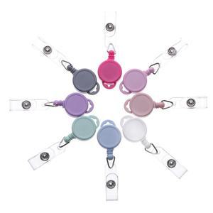 색상개폐식 풀 배지 ID 랜야드 이름 태그 카드 홀더 릴 키 링 분실 방지 체인 클립 학교 사무실 용품 1PC