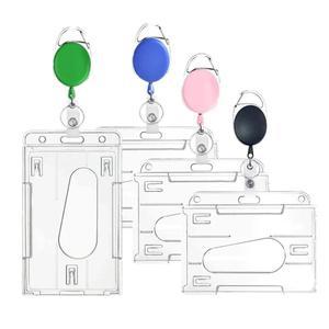 타원형 배지 릴개폐식 아연 합금 작업 허가 클립 투명 전시 ID 카드 태그 패스 홀더