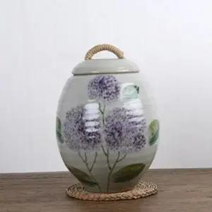 보관함 항아리 밀폐 주방 잡곡통 쌀독 도자기 수국 10kg