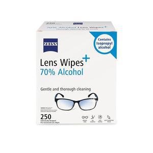 eAj ZEISS 70% 알코올, 250개 포함 사전 보습 렌즈 클리닝 물티슈