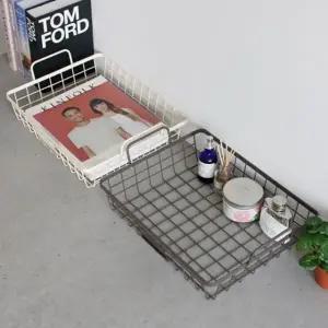 (색상 브라운)핸들 사각 철제 바구니 소품 정리 메쉬망 철망 바스켓