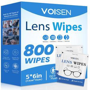 eAj 안경용 VOISEN 렌즈 물티슈, 800팩 안경 클리너 물티슈, 미리 적신 개별 포장 렌즈 물티슈, 긁히지 않음, 안경, 고글, 카메라 렌즈, 휴대폰에 안전합니다