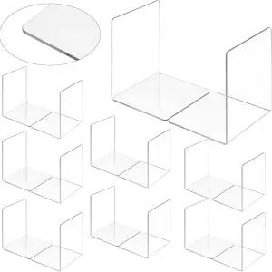 16개의 책 끝 선반용 투명 아크릴 헤비 듀티 L자형 칸막이 학교 도서관 홈 무비 CD 파일용 책장