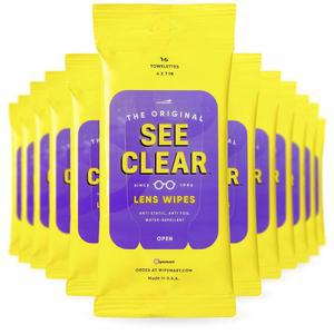 eAj 투명한 오리지널 렌즈 클리닝 물티슈 보기 - 미리 적신 안경 및 스크린 클리닝 천 타월렛 - 스트릭 프리, 스크래치 프리 렌즈 및 전자 스크린 클리너 - 16개(192개 물티슈) 12개의 재밀봉 가능한 팩 보기