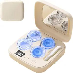 콘택트렌즈 클리너 - 휴대용 타입 C 부드러운 렌즈 클리닝 장치 남성 여성용 가정용 일일 사용 월간 연간