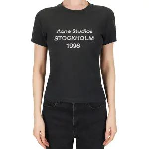 아크네 스튜디오 26SS 여성 1996 로고 반팔티 페이딩블랙 CL0395 BM0