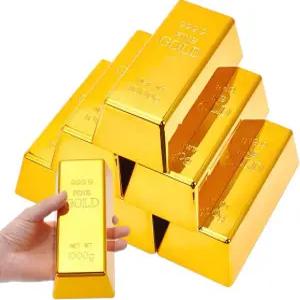 유니크래프탈 6pcs 가짜 골드 바 황금 ABS 모조 돈 벽돌 복제 금괴 무대 장식 의상 용품 종이 무게 문 멈춤
