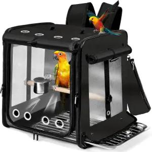 앵무새 조류 전용 백팩 이동장 차량용 안전벨트 고정형 스테인리스 메쉬 소재 대형 새 캐리어 트래블