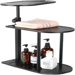 욕조 트레이 테이블 및 욕실 액세서리용 3겹 독립 대나무 측면 사용용 스파 정리함 8.66 x 15.74 34 인치