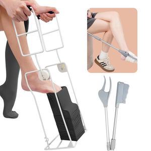 AKIMRaby 압박 양말 보조 장치 키트, 거동이 불편한 노인 남성을 위한 스타킹 착용 및 제거를 돕는 도우미, 신발 뿔 풀러 도구 쉽게 켜고 끌 수 있습니다