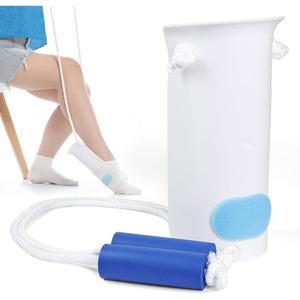 양말 신는 포크리조 보조 장치 - 노인, 장애인, 임산부를 위한 쉽게 벗을 수 있는 굽힘 금지(흰색)