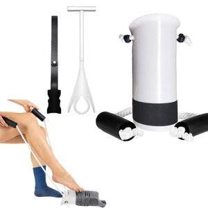 긴 신발 뿔을 가진 노인 및 장애인을 위한 양말 보조 키트 - 쉽게 켜고 끌 수 있는 장치, 일상적인 드레싱을 위해 구부리는 것을 제거합니다(흰색)