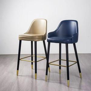 라이트 럭셔리 원목 의자 하이 등받이 스툴