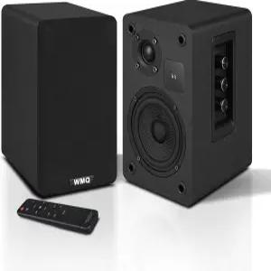 WMQ 60W 전원 책장 스피커 4인치 탄소 섬유 우퍼 및 1인치 트위터 USB-C/RCA/AUX 입력 소형 디스플레이
