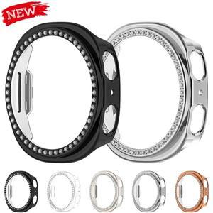 삼성 호환 갤럭시 호환 워치 8 44mm 40mm용 블링 할로우 케이스 (다이아몬드 PC 하드 포함) 보호 커버