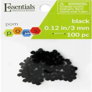 레저 아트의 필수품 폼 - 검은색 3mm 100피스 앤 크래프트 블랙 공예 공예품 퍼프 볼