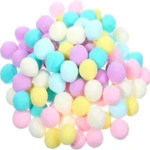 다채로운 공예품 폼폼 볼 100개 혼합 1인치 모듬 작은 파스텔 멀티컬러 벌크 DIY 미니어처 장식 액세서리