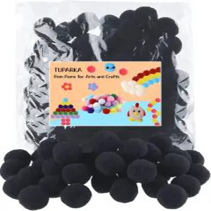 투파르카 100개 공예품용 폼폼 블랙 1인치 펠트볼 예술 DIY 용품