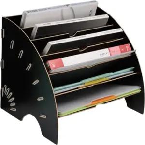 Yuidaaavzz 파일 분류기 부채꼴 나무 데스크톱 홀더 사무실 책상 정리함 문서 캐비닛 다기능 잡지 책꽂이