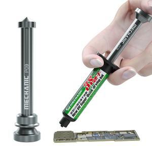 MECHANIC 알루미늄 합금 푸시 로드 솔더 페이스트 플럭스 부스터 수동 주사기 뚜러뻥 디펜서, 범용 추진 도