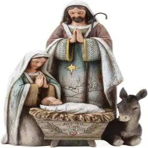 요제프의 로만의 스튜디오 당나귀 탄생 피규어와 함께한 10.5인치 H 성가족 종교적 크리스마스 장식