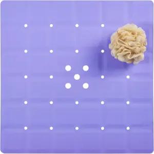 텍스처 표면용 샤워 매트 흡입 컵이 없는 실리콘 논 슬립 - 리글레이즈드 욕조 바닥용 사각 목욕 보라색