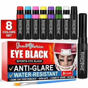 짐앤글로리 방수 블랙 안티 글레어 스포츠 페이스 페인트 스틱 소프트볼 야구 풋볼 드립 게임 데이