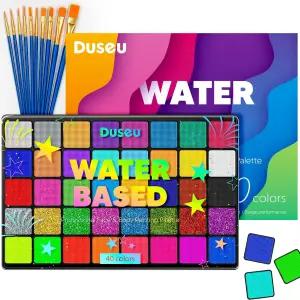 두수 40 컬러 페이스 페인팅 키트 - 브러시가 포함된 워터 활성화 팔레트 파티 할로윈 카니발 페스티벌을