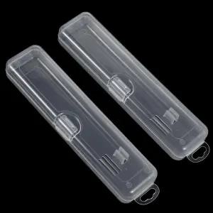 2개의 혀 스크레이퍼 케이스 식기 보관함 칫솔 스푼 포크 홀더용 여행 상자 캠핑 피크닉