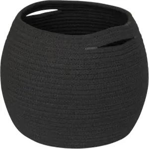 검은색 직조 보관 바구니 장식용 11인치 x 9인치 실내 식물 애완동물 장난감 정리용 작은 면 로프 통 선물
