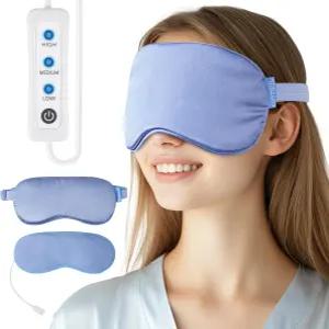 건조한 눈을 위한 온열 마스크 따뜻한 압박 피로 편두통 긴장 스트레스 45분 자동 꺼짐을 세탁 가능한 실크