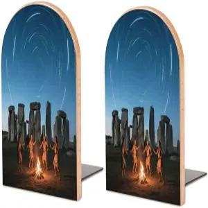 스키드가 아닌 선반을 위한 북엔드 스톤헨지 별이 빛나는 밤 장식용 헤비 듀티 금속 베이스 책상 정리함이