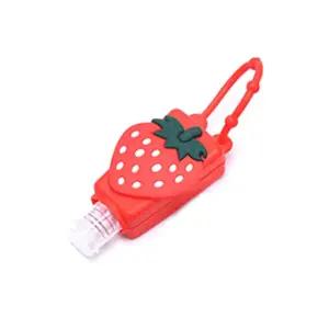 딸기 빈 여행용 병 손 소독제 비누 홀더 화장품 용기용 리필 가능한 실리콘 케이스 열쇠고리 캐리어 휴대용