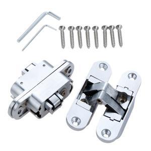 2개의 아연 합금 숨김 경첩 가구 부속품 23 x 95mm 보이지 않는 접이식 카운터 도어 (나사 포함)